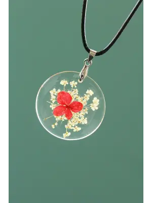 Canlı Çiçek Tasarımlı Kadın Kolye