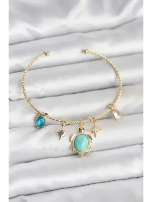 Caretta Caretta Charmlı Gold Renk Kadın Bileklik