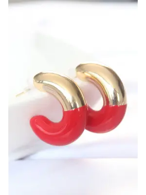 CCB Kırmızı Gold Çift Renk Küpe