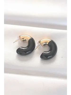 CCB Siyah Gold Çift Renk Küpe