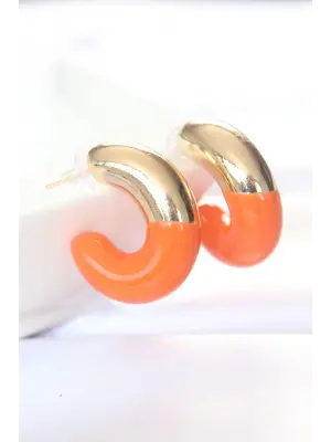 CCB Turuncu Gold Çift Renk Küpe