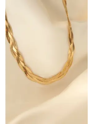 Çelik Altın Renk Sarmal Kolye