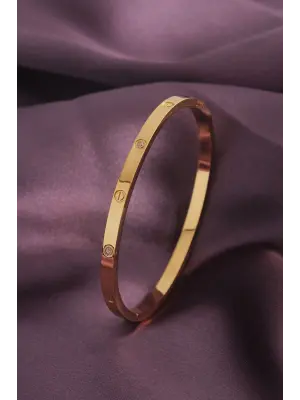 316L Çelik Zirkon Taş Detay Kadın Kelepçe