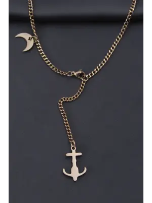 Çelik Rose  Çapa Tasarımlı  Çelik Kolye