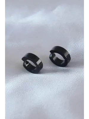  Siyah Renk Sıkıştırmalı Erkek Küpe