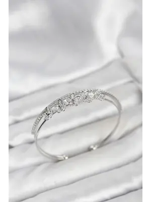 Çiçek Model Çelik Gümüş Renk Kadın Bileklik