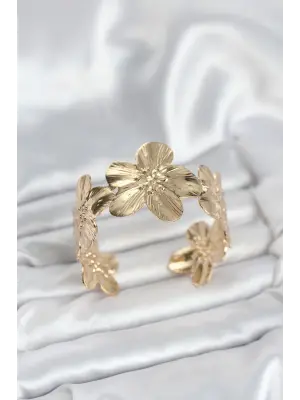 Çiçek Model Pirinç Levha Kadın Bileklik