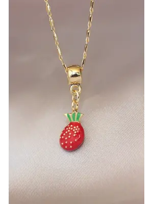 Çilek Detaylı Zincir Kolye