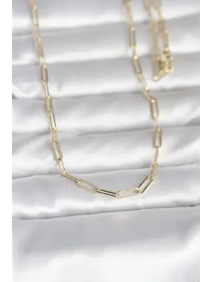 CM 14K Gold Renk Ataç Zincirli Model 60 cm Kadın Kolye