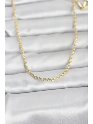 CM 14K Gold Renk Burgu Model Zincirli 60 cm Kadın Kolye