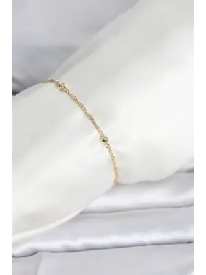 CM 14K Gold Renk Burgu Topçuk Model Kadın Bileklik