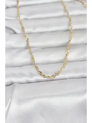 CM 14K Gold Renk Burgu Yassı Model 60 cm Kadın Kolye