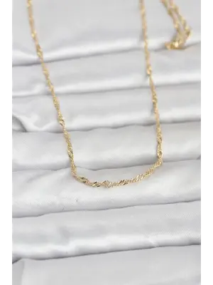 CM 14K Gold Renk Burgu Zincirli 60 cm Kadın Kolye