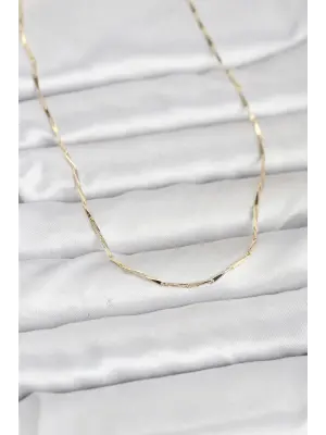 CM 14K Gold Renk Çubuk Kesme Zincir Model 60 cm Kadın Kolye