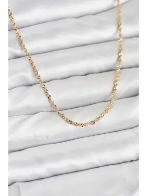 CM 14K Gold Renk Ezme Burgu Zincir Model 60 cm Kadın Kolye