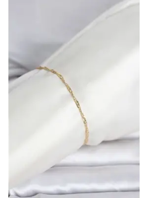 CM 14K Gold Renk Ezme Burgu Zincir Model Kadın Bileklik