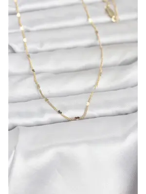 CM 14K Gold Renk Ezme Kalp Detaylı 60 cm Zincir Kadın Kolye