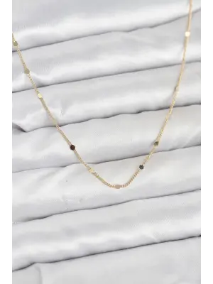 CM 14K Gold Renk Ezme Pul Model 60 cm Kadın Kolye