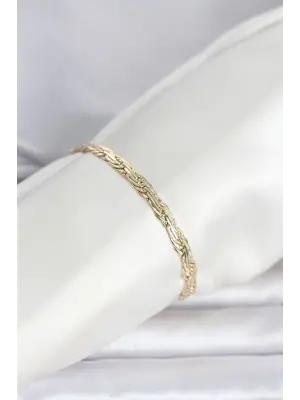 CM 14K Gold Renk Ezme Sarmal Zincir Model Kadın Bileklik