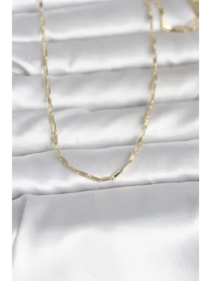 CM 14K Gold Renk İnce Ataç Zincir Model 60 cm Kadın Kolye