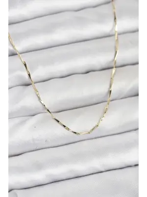 CM 14K Gold Renk İnce Kesim Çubuk Model Zincir Kadın Kolye