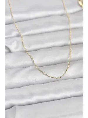 CM 14K Gold Renk İnce Top Zincirli 60 cm Kadın Kolye