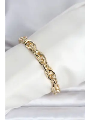 CM 14K Gold Renk Kalın Burgu Zincirli Model Kadın Bileklik