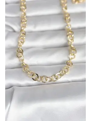 CM 14K Gold Renk Kalın Halka Zincirli 60 cm Kadın Kolye