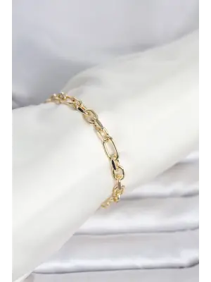 CM 14K Gold Renk Kalın Zincir Model Kadın Bileklik