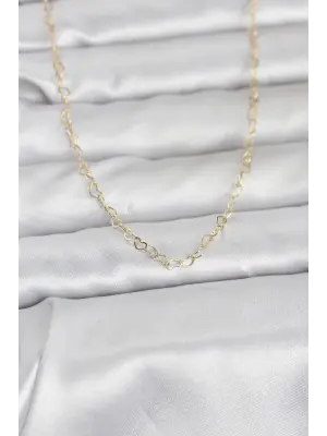 CM 14K Gold Renk Kalp Zincirli 60 cm Kadın Kolye