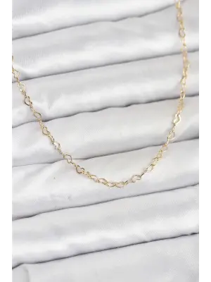 CM 14K Gold Renk Kalp Zincirli Kadın Kolye