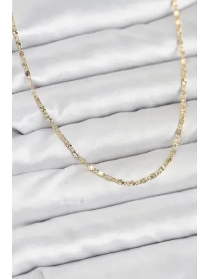 CM 14K Gold Renk Lazer İnce Zincirli Kadın Kolye
