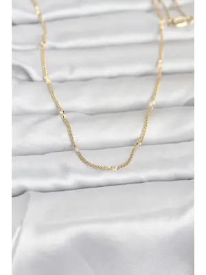 CM 14K Gold Renk Lazer Puntalı Model 60 cm Kadın Kolye