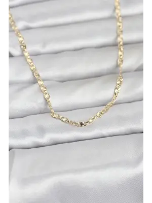 CM 14K Gold Renk Lazer Zincirli Model 60 cm Kadın Kolye