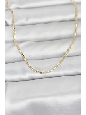 CM 14K Gold Renk Lazerli Zincir Model 60 cm Kadın Kolye