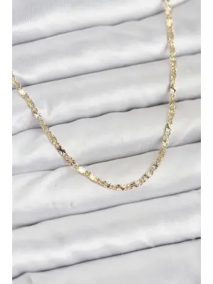 CM 14K Gold Renk Lazerli Zincir Model Kadın Kolye