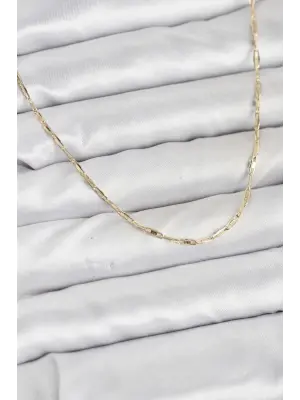 CM 14K Gold Renk Pirinç Ataç Zincir 60 cm Kadın Kolye