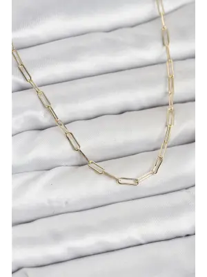 CM 14K Gold Renk Pirinç Ataç Zincir Kadın Kolye