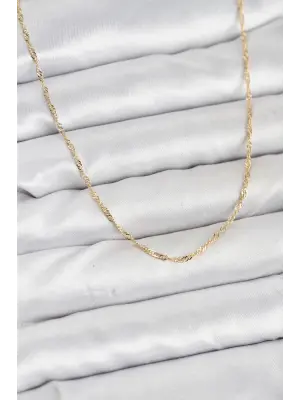 CM 14K Gold Renk Pirinç Ezme Burgu Model Kadın Kolye