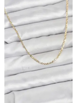 CM 14K Gold Renk Pirinç Lazer Model 60 cm Kadın Kolye