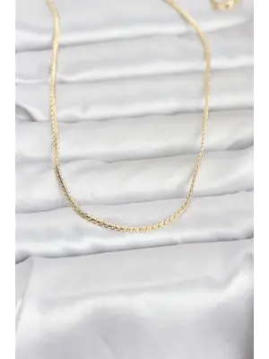CM 14K Gold Renk Yassı Zincir Model 60 cm Kadın Kolye