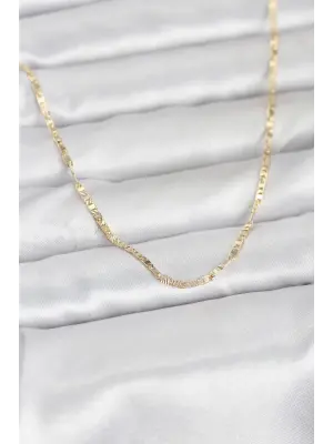 CM 14K Gold Renk Yassı Zincir Model 60 cm Kadın Kolye