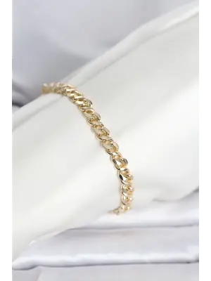 CM 14K Gold Renk Yassı Zincir Model Kadın Bileklik
