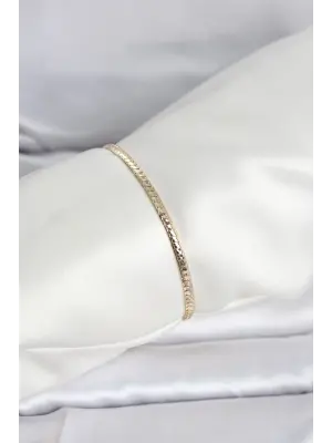 CM 14K Gold Renk Yassı Zincir Model Kadın Bileklik