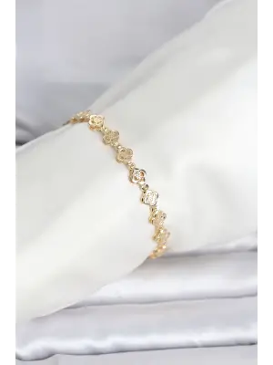 CM 14K Gold Renk Yonca Model Kadın Bileklik