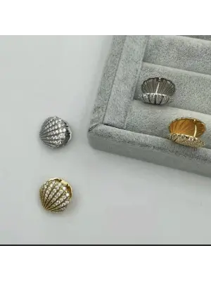 Deniz Kabuğu Midye İstiridye Taşlı Çelik Küpe