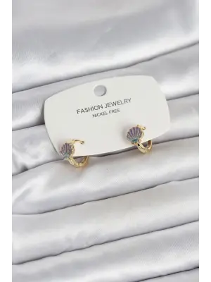 Deniz Kabuğu Model Gold Pirinç Çocuk Küpe