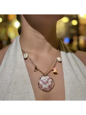 Deniz Kabuklu Kırmızı İstiridye Kolye