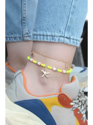 Deniz Yıldızı Tasarımlı Boncuklu Halhal