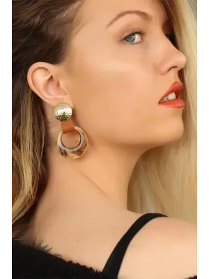 Desenli Kahverengi Bayan Küpe